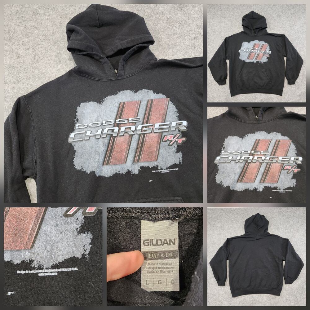 Dodge Charger RT Mens L Large‎ Car Promo Black Pullover Hoodie Sweatshirt
